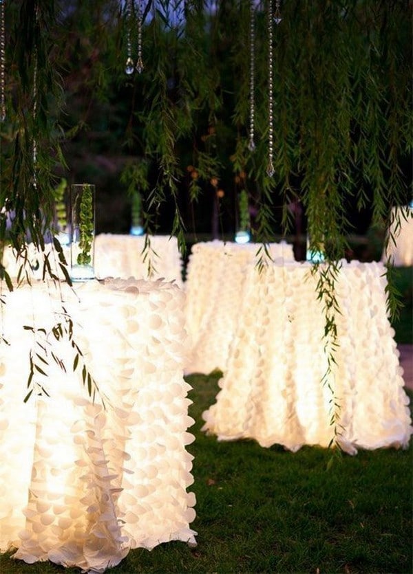 wedding cocktail table ideas for night garden wedding