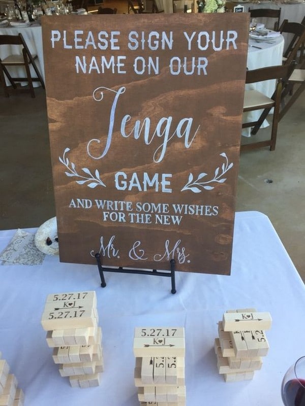 wedding jenga guest book sign in table ideas