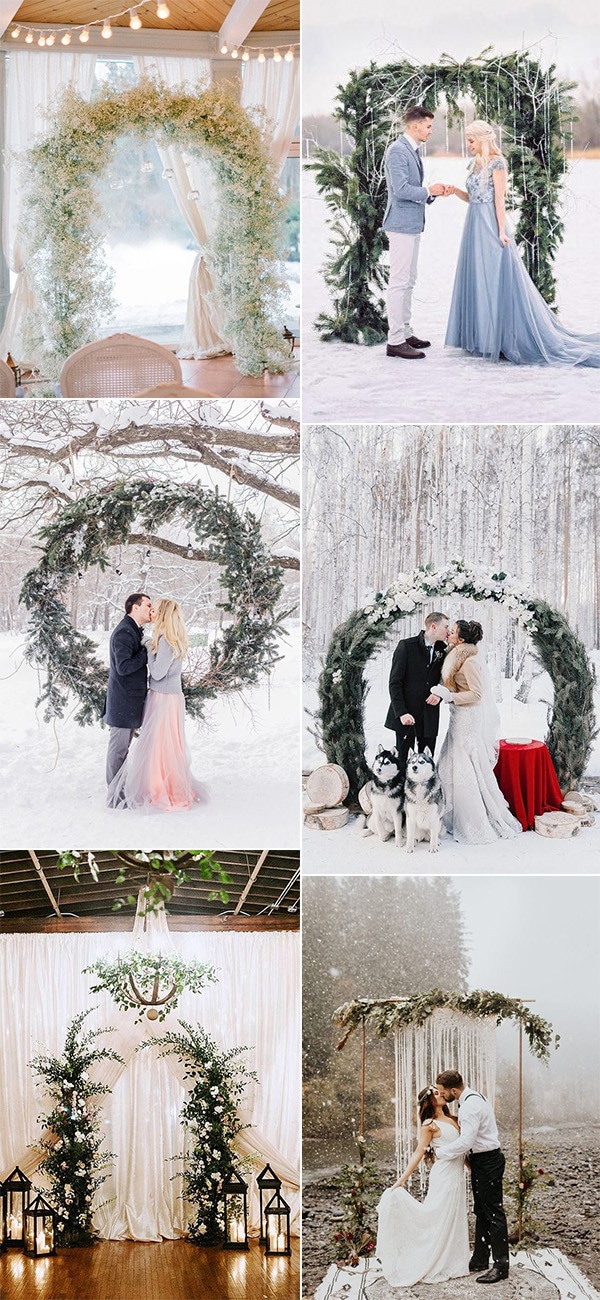 whimsical winter wedding arches and backdrops
