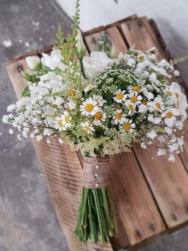 white wildflower wedding bouquet
