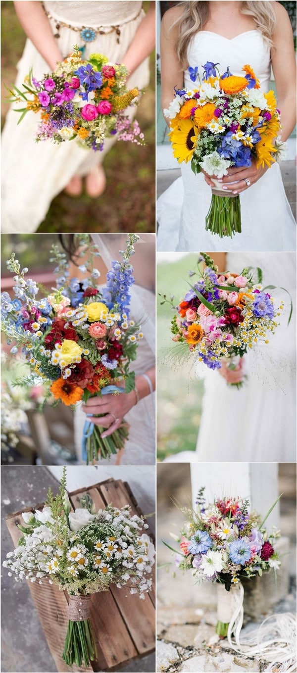 wildflowers wedding bouquet ideas for spring summer wedding