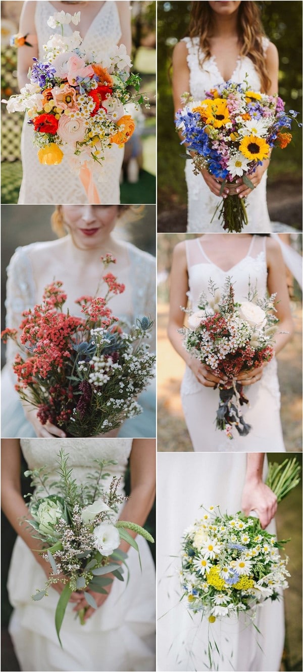 wildflowers wedding bouquet ideas for spring summer wedding