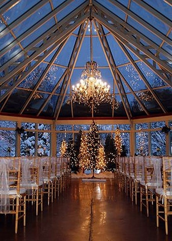 winter greenhouse wedding ceremony