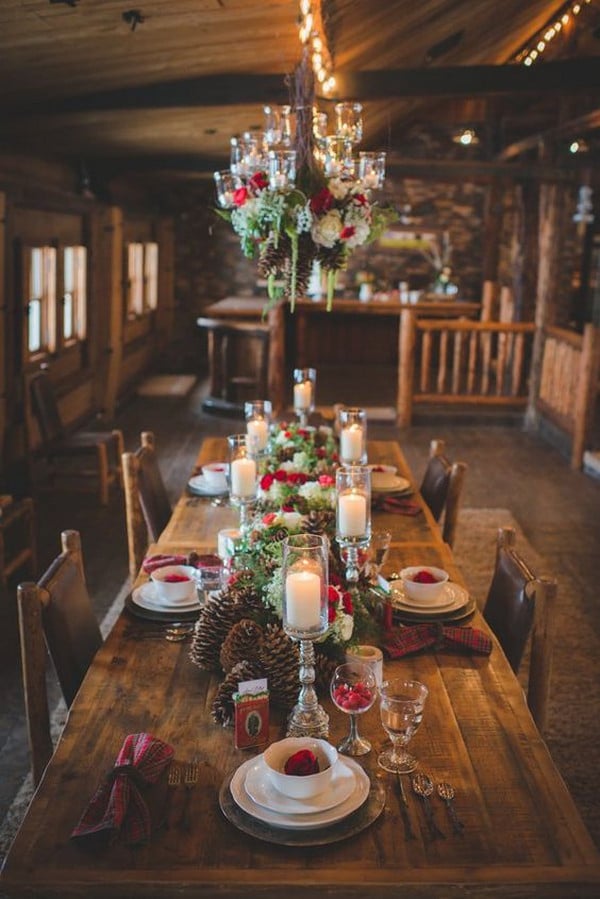 winter rustic wedding table settings - winter, winter wedding, winter wedding ideas