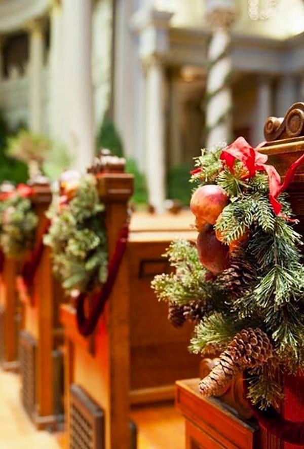 winter wedding decorations pine cones in aisle Tia _ Studio