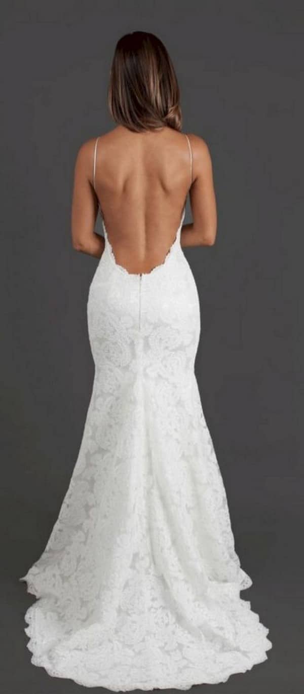 Backless open back lace wedding dresses #wedding #weddingdresses #weddingideas #bride