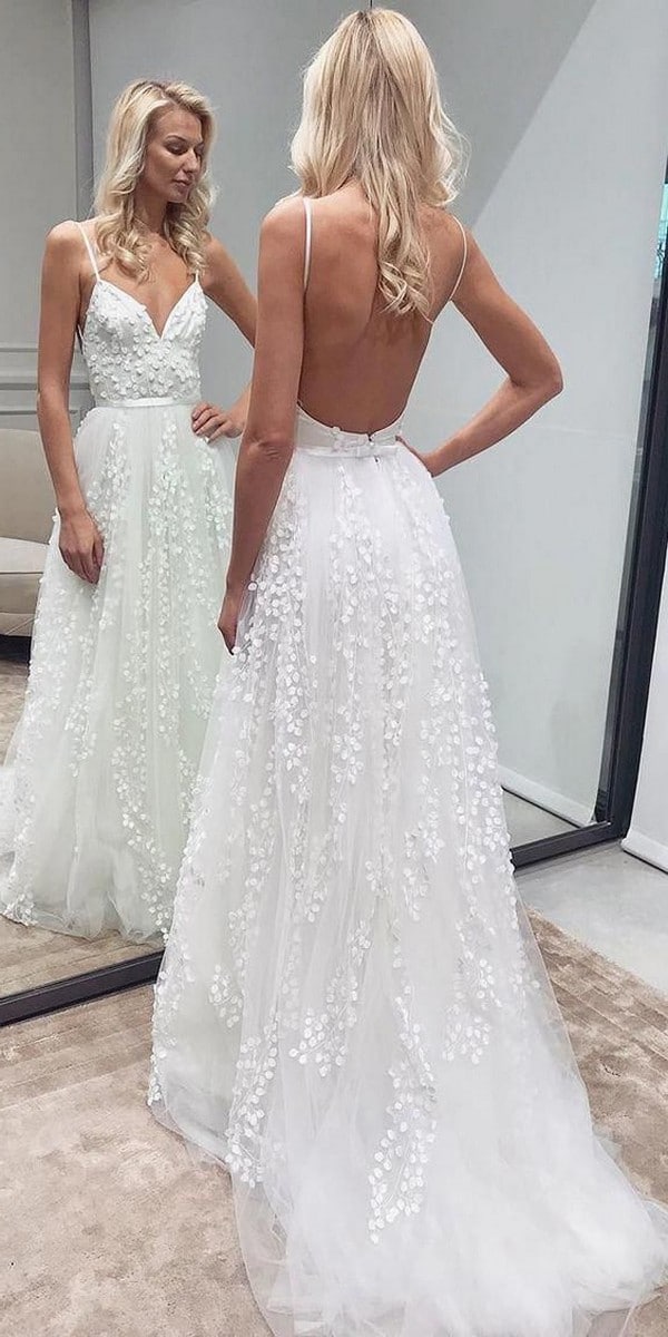 Backless open back lace wedding dresses #wedding #weddingdresses #weddingideas #bride