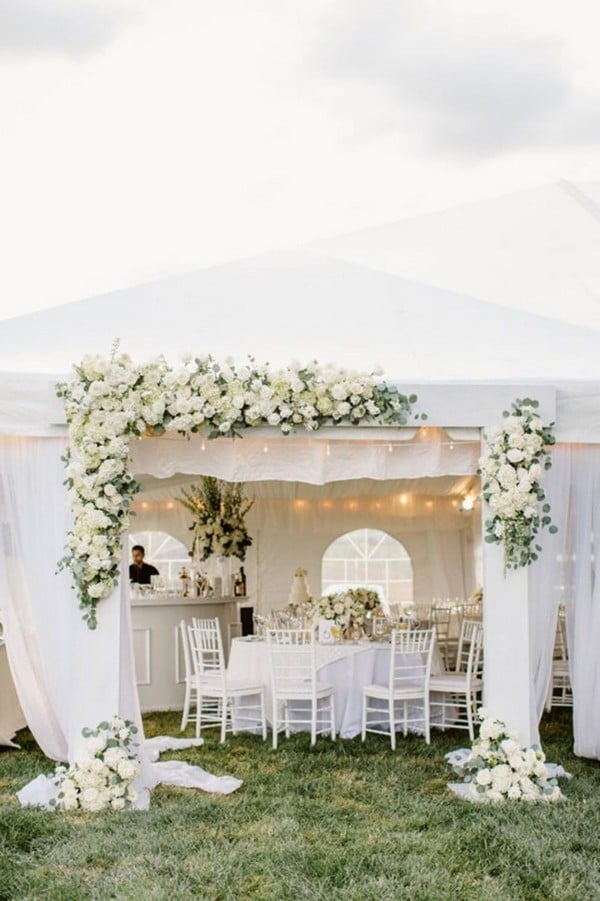 classic tent wedding entrance decoration