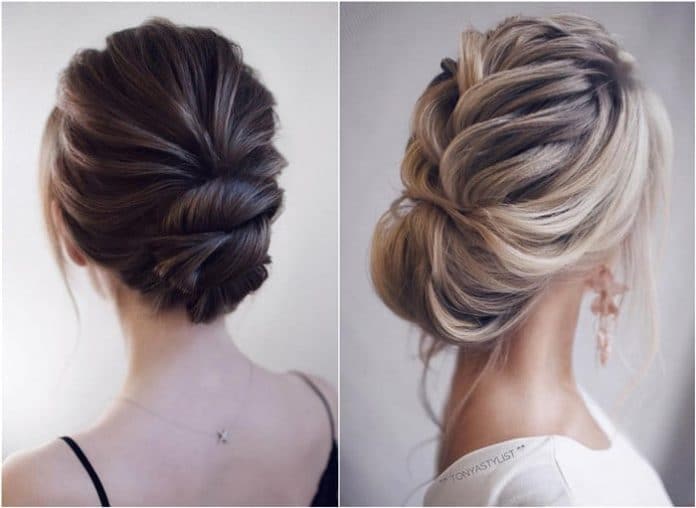 elegant low bun updo wedding hairstyles for long hair