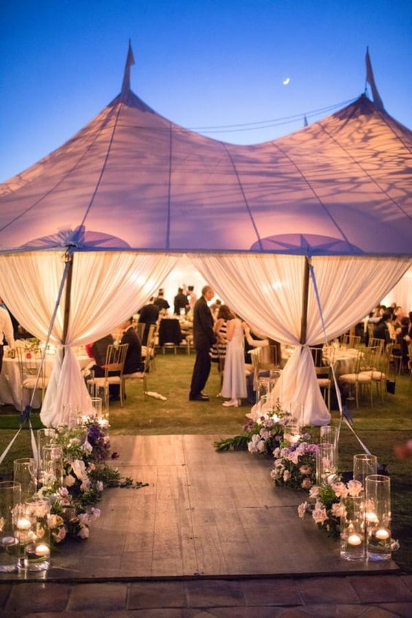 elegant night tented wedding decorations