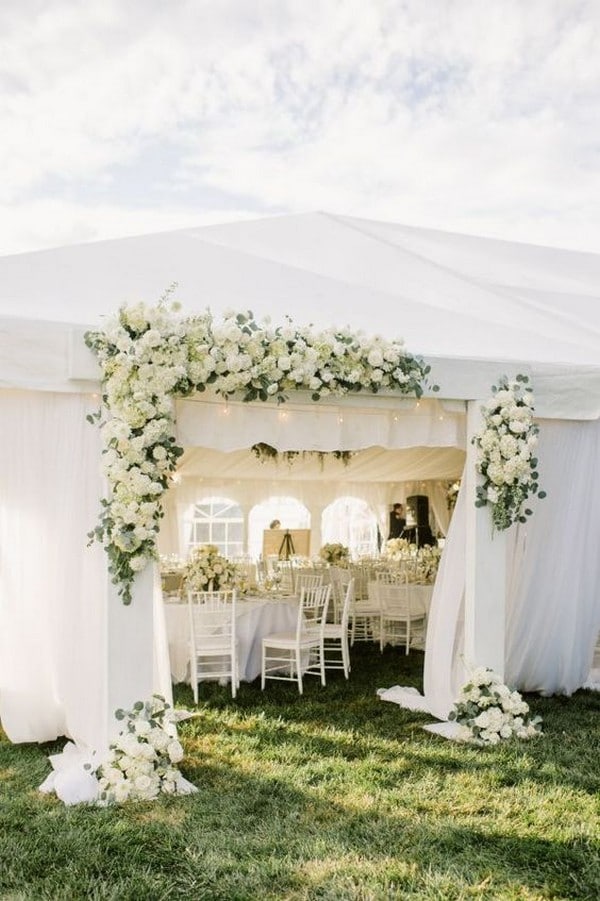 elegant white and greenery tented wedding ideas