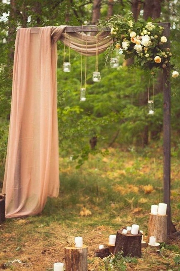 rustic outdoor fall wedding arches and backdrop #wedding #weddingideas #fallwedding #weddingarches