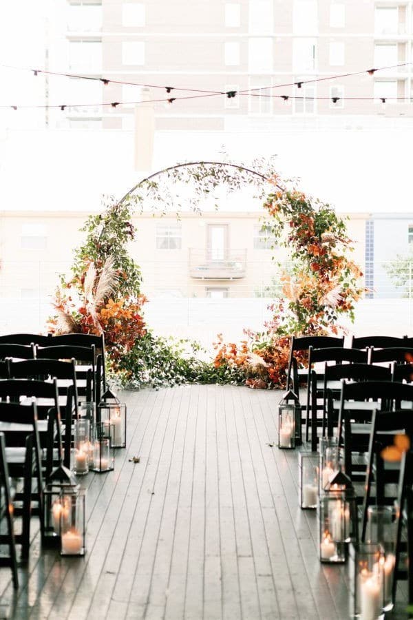 rustic outdoor fall wedding arches and backdrop #wedding #weddingideas #fallwedding #weddingarches