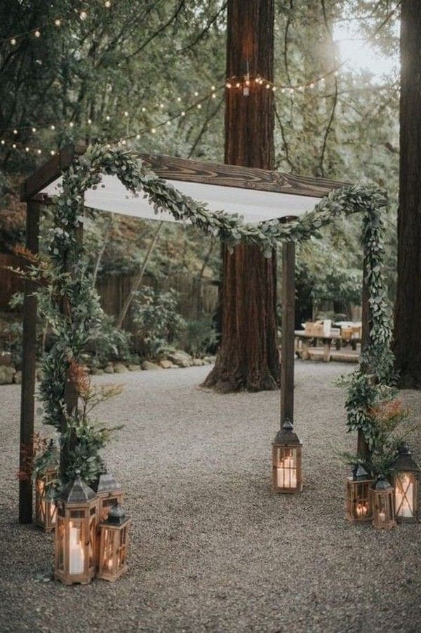 rustic outdoor fall wedding arches and backdrop #wedding #weddingideas #fallwedding #weddingarches