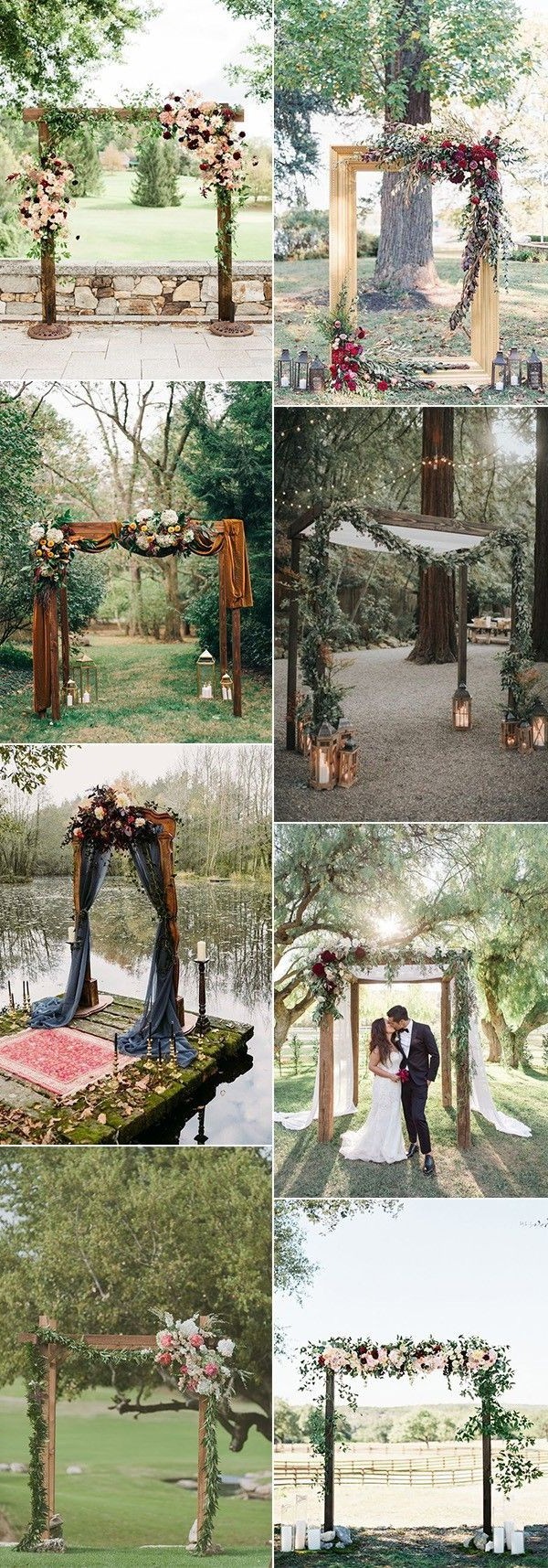 rustic outdoor fall wedding arches and backdrop #wedding #weddingideas #fallwedding #weddingarches