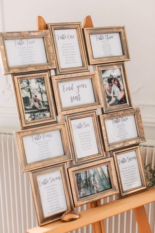 vintage photo frames wedding seating chart ideas