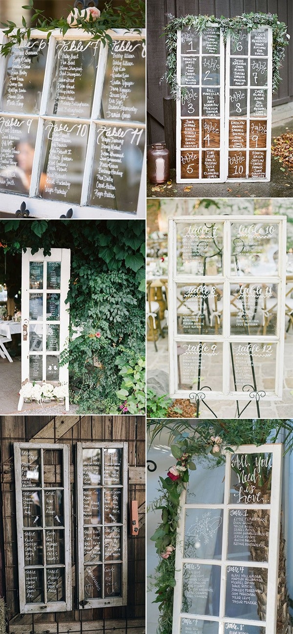 vintage window inspired wedding seating chart ideas