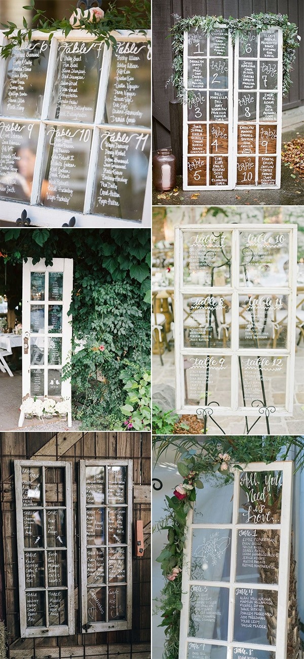 vintage window inspired wedding seating chart ideas