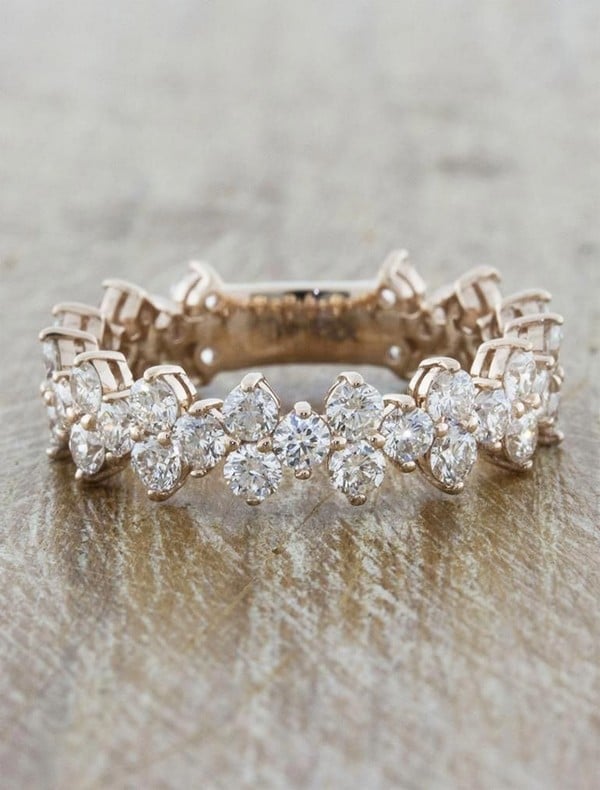 Ava Intricate Floral Diamond Eternity Wedding Band