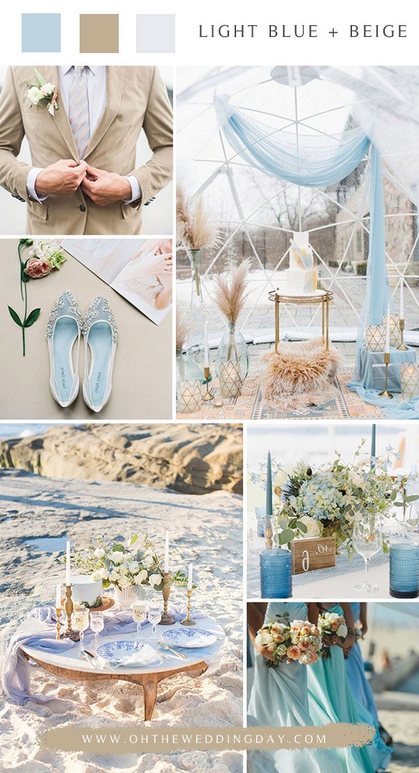 Beige and light blue beach wedding color ideas