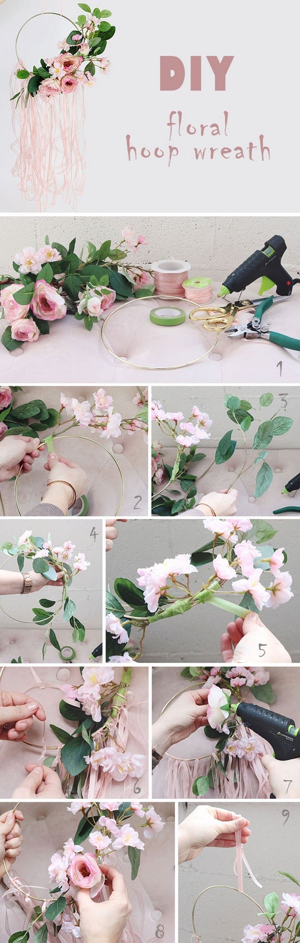 DIY boho style floral hoop wreath wedding decoration ideas