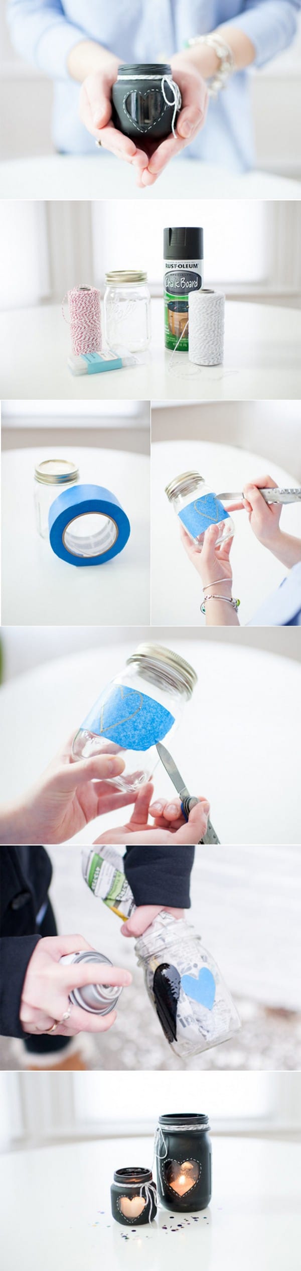 DIY love heart manson jar candle holder wedding centerpieces