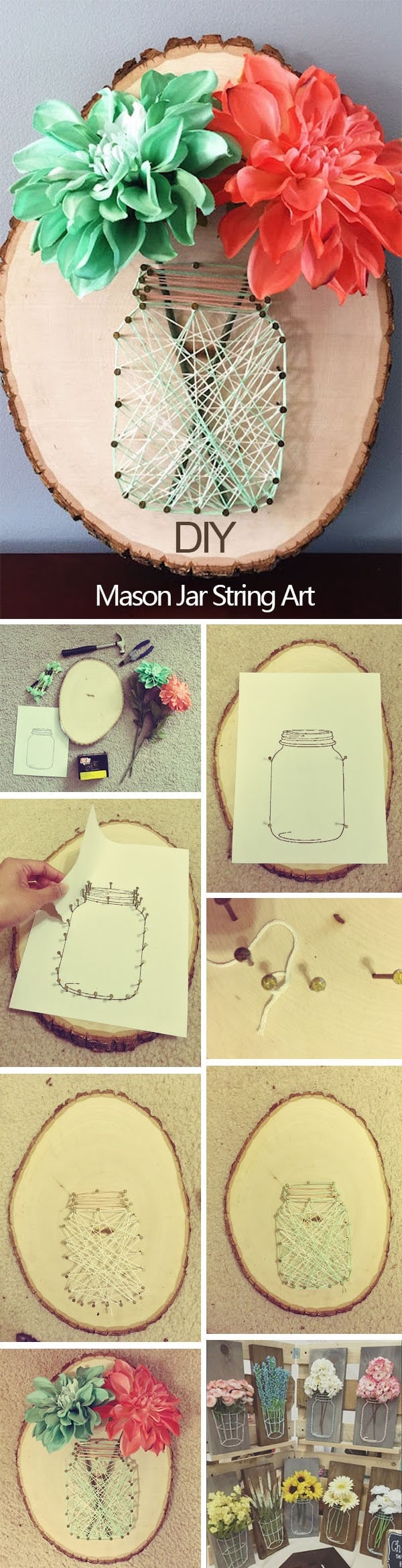 DIY manson jar strubg art wedding decoration ideas