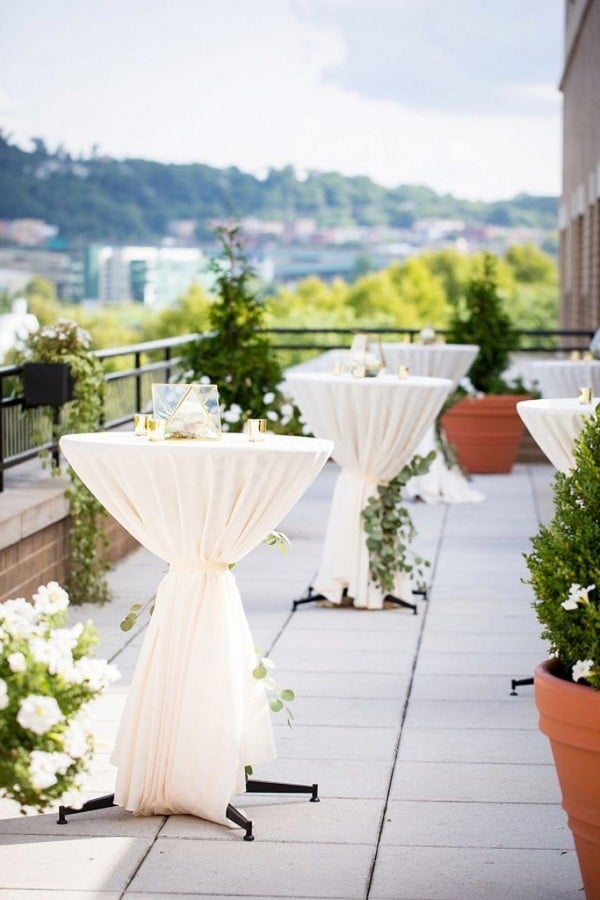 Neutral ivory wedding cocktail table