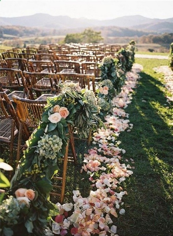 Outdoor Wedding Aisle Decoration Idea