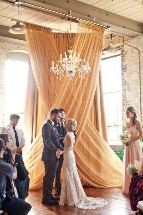 awesome indoor wedding ceremony backdrop ideas with drapery