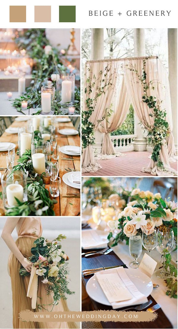 beige and greenery wedding color ideas