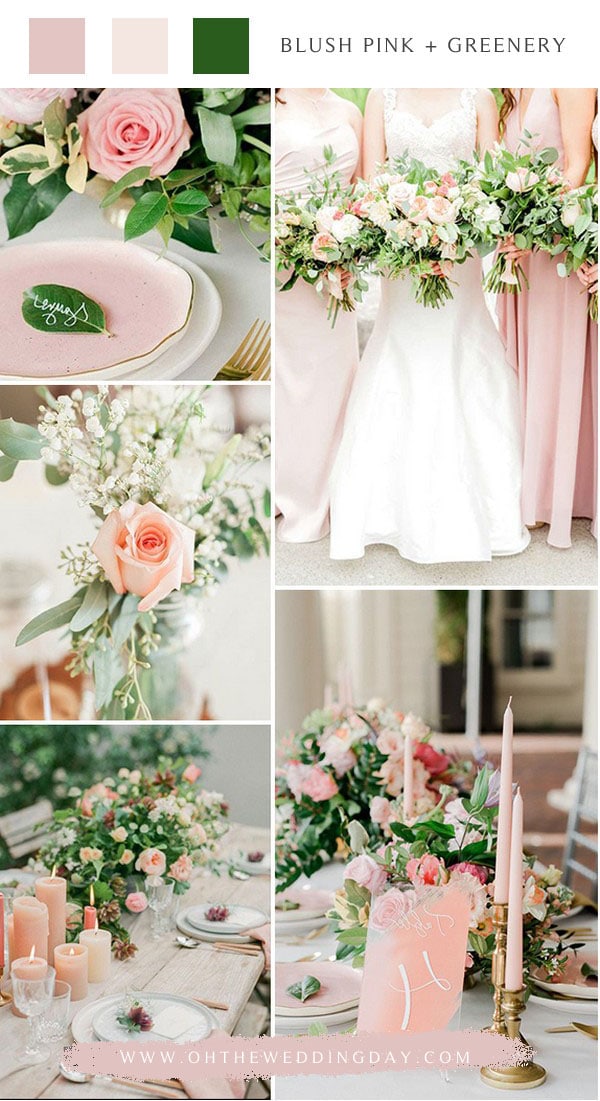 blush pink and greenery wedding color ideas