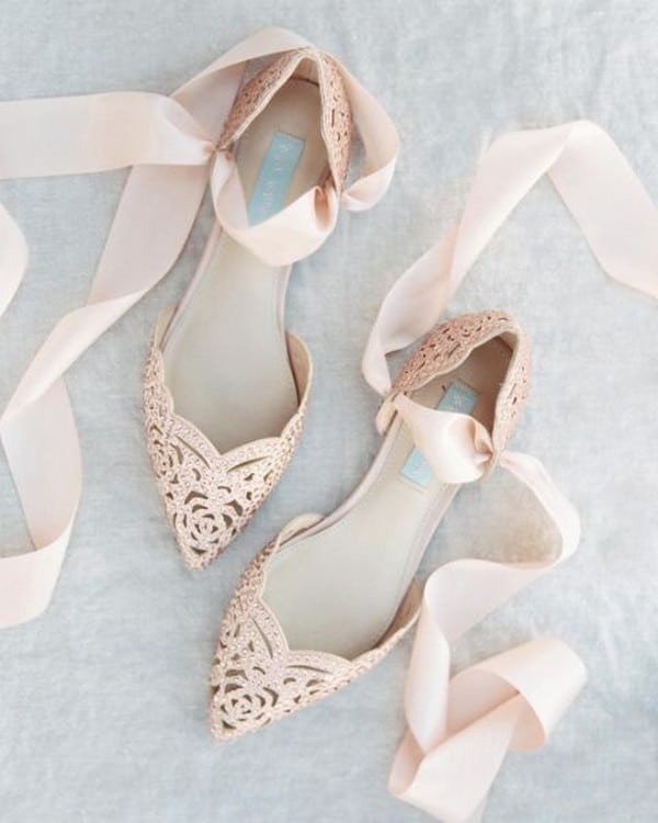 blush pink lace up wedding flats