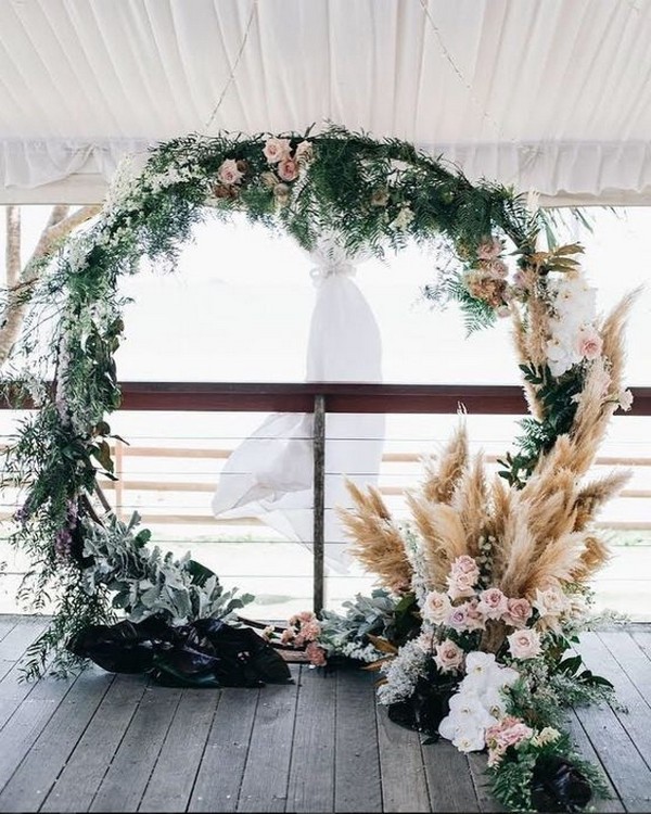 boho chic circular wedding arch ideas