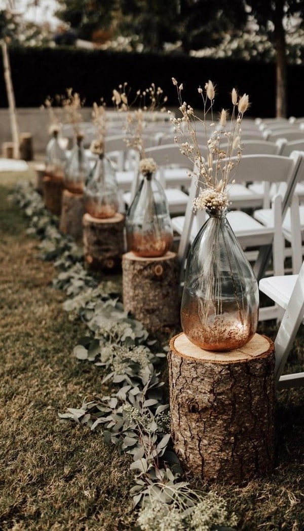 boho chic outdoor wedding aisle decoration ideas