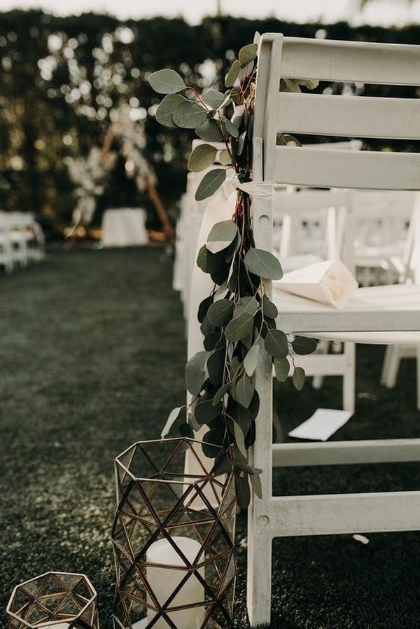 boho sage green wedding aisle ideas with candles