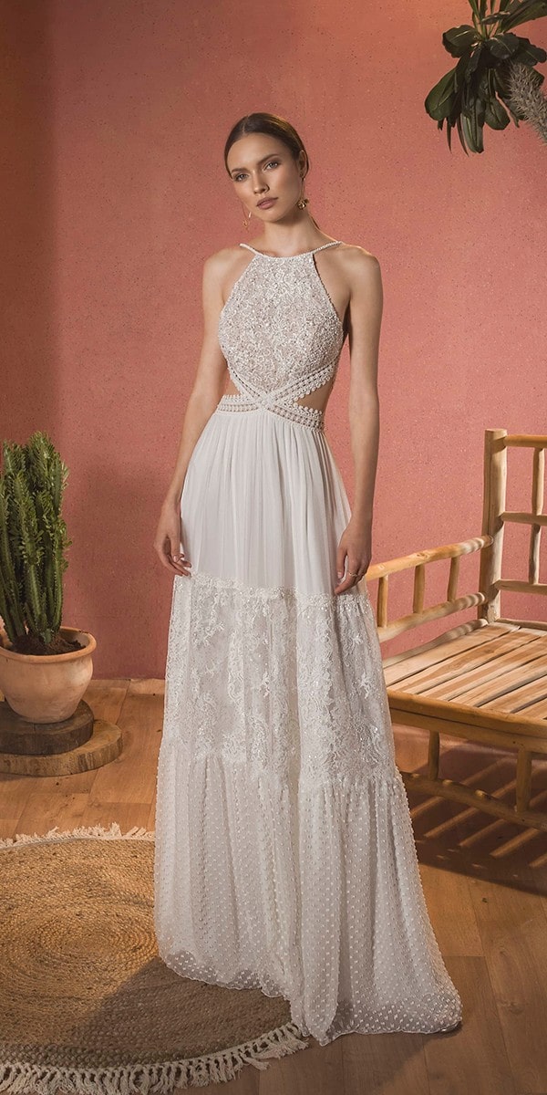 boho wedding dresses a line halter neckline country inbarfreiman