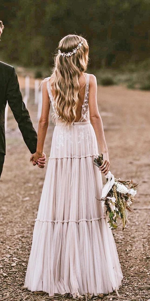 boho wedding dresses a line v back outdoor country berta