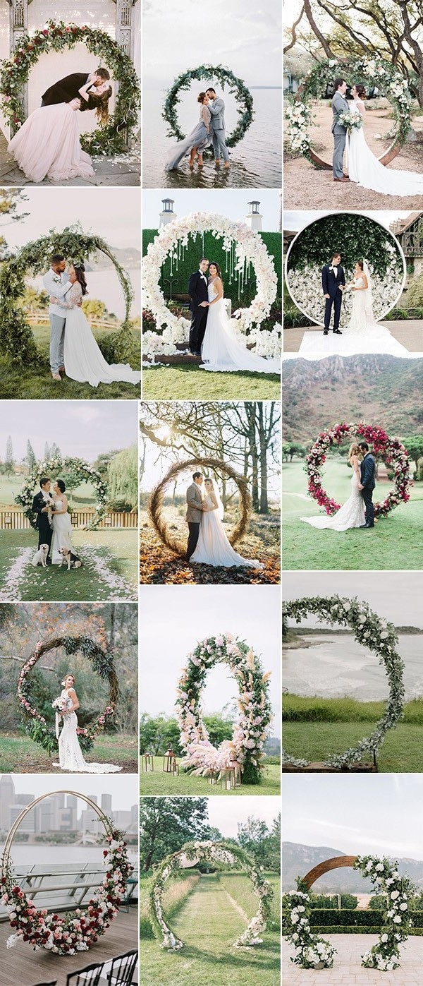 circular wedding arches and backdrops