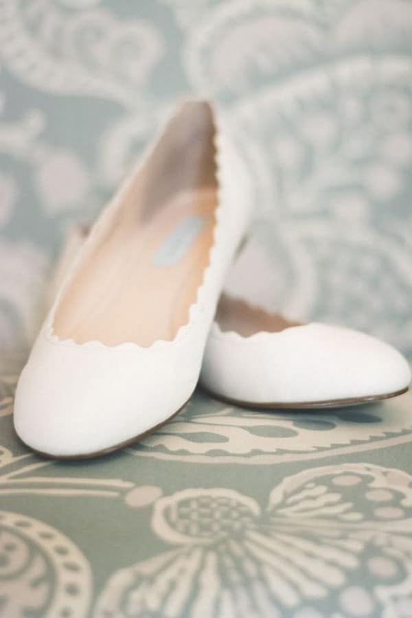 comfortable white wedding flats