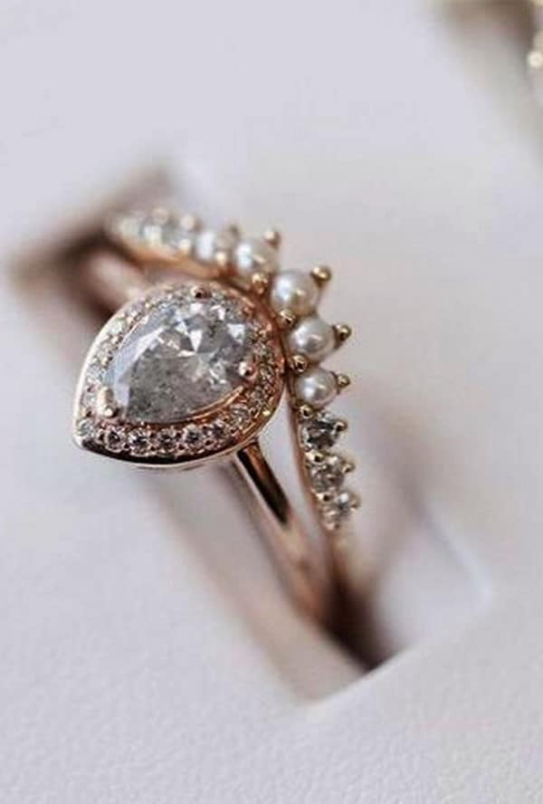 diamond and pearls vintage engagement ring