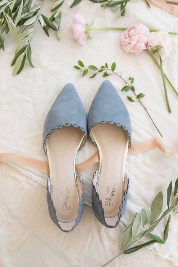 dusty blue flat wedding shoes