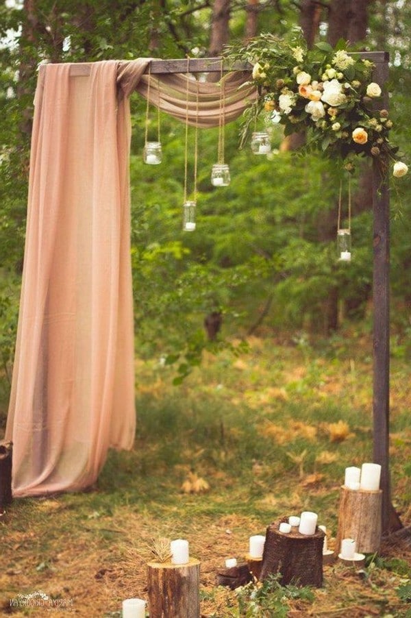 dusty rose fall wedding arch