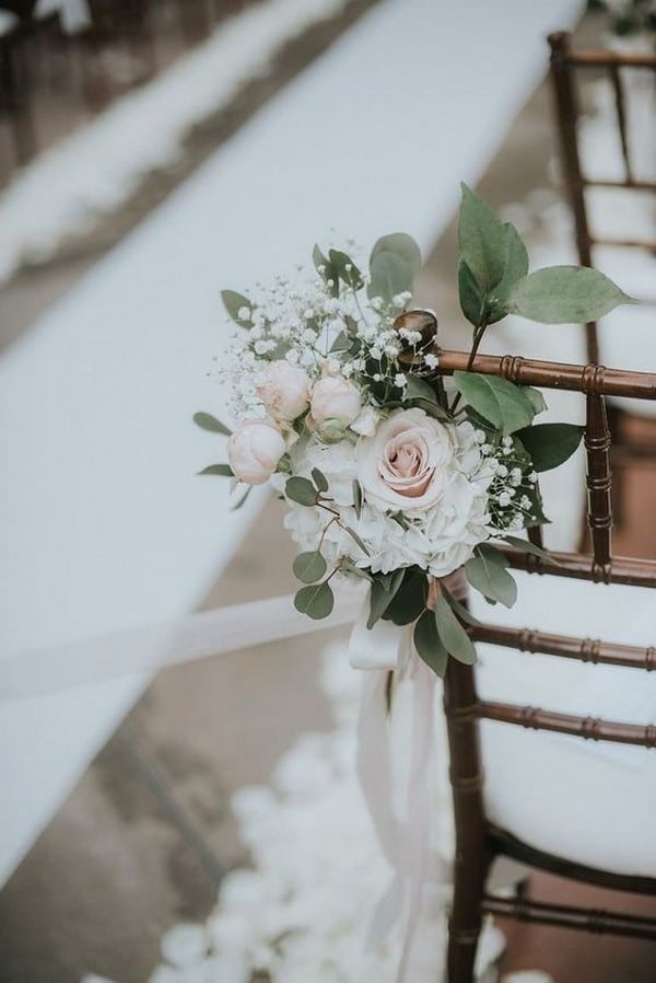 elegant ivory and blush wedding aisle ideas