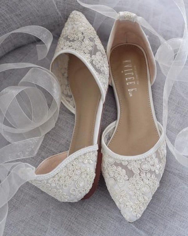 elegant lace wedding flats