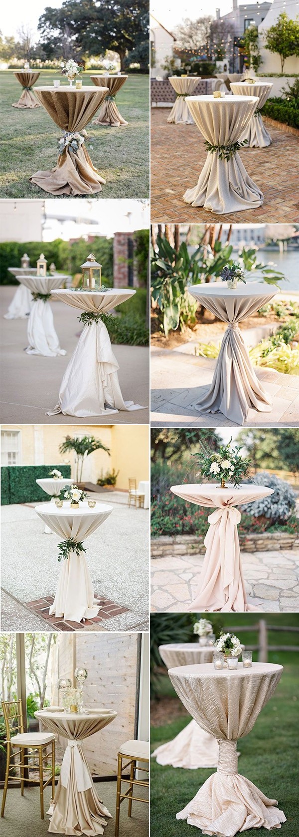elegant neutral wedding cocktail tables