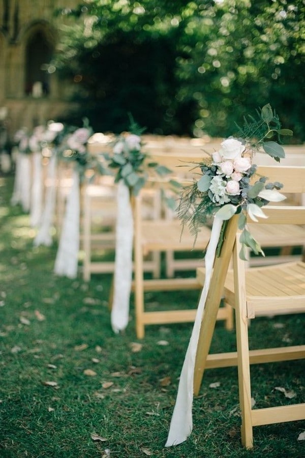 elegant ribbon and floral wedding aisle decoration ideas