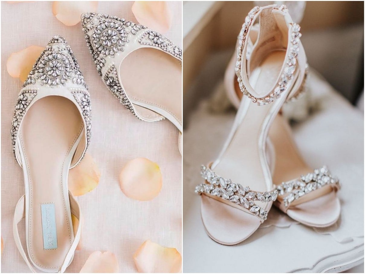 rose gold flat wedding shoes