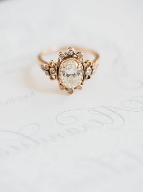 gold vintage diamond wedding engagement ring