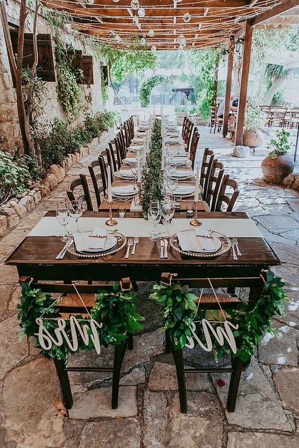 intimate small outdoor wedding bride and groom table ideas